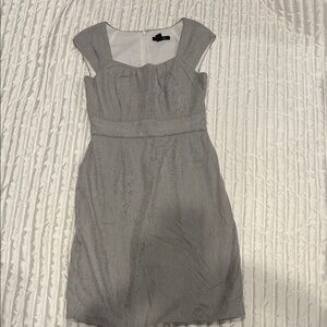 WHBM Black and White Striped Short Sleeved Dress